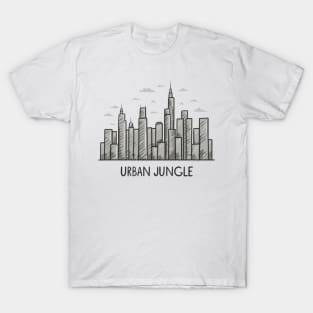Urban Jungle - Monochrome City Skyline T-Shirt